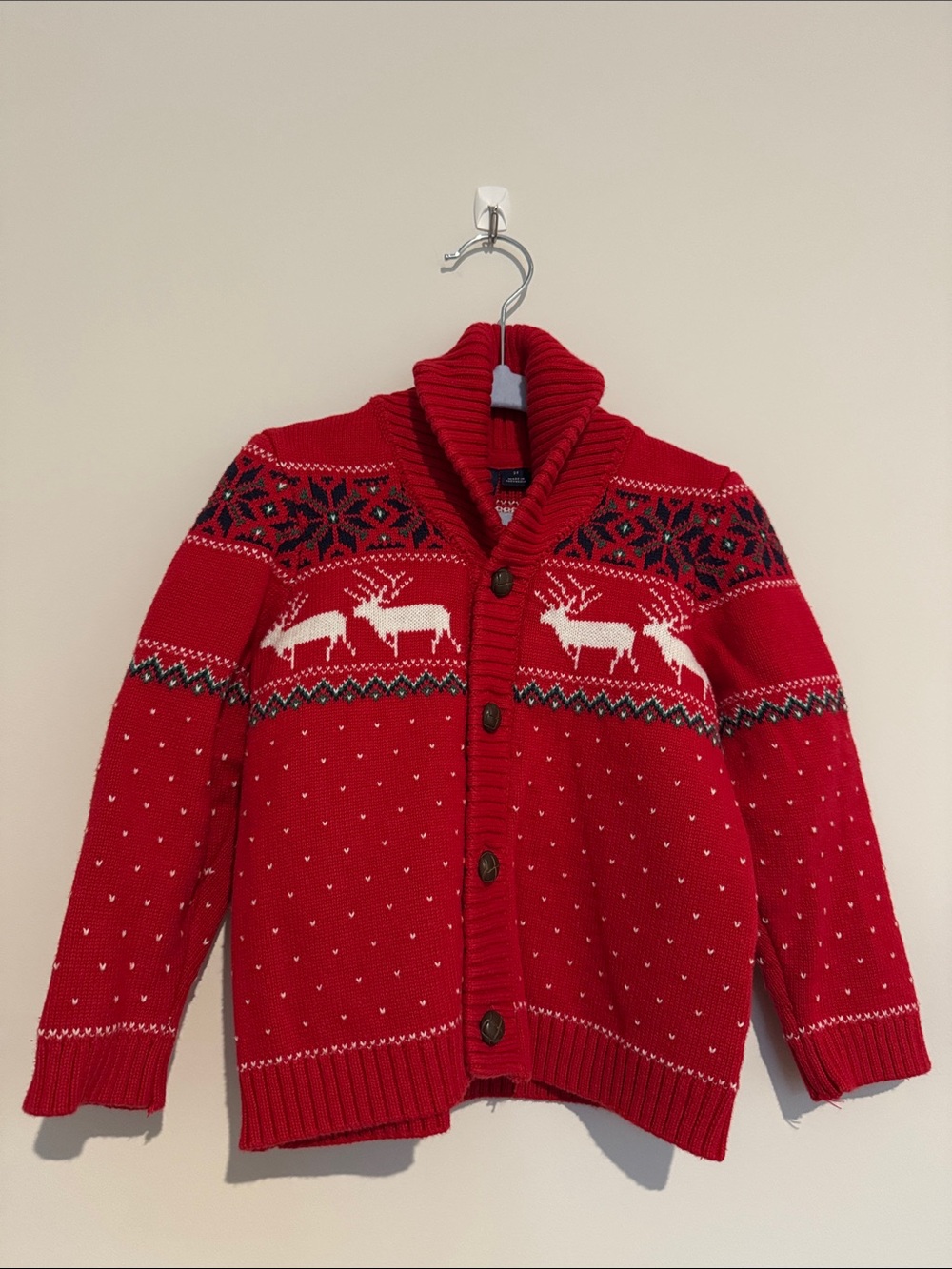Like New Janie & Jack Sweater Festive Fair Isle Winter Christmas Cardigan 2T